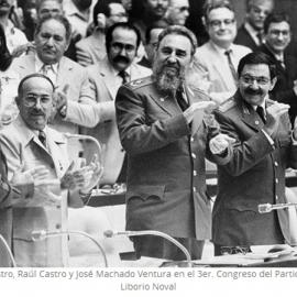 Fidel, Raúl y Machado en el lll Congreso