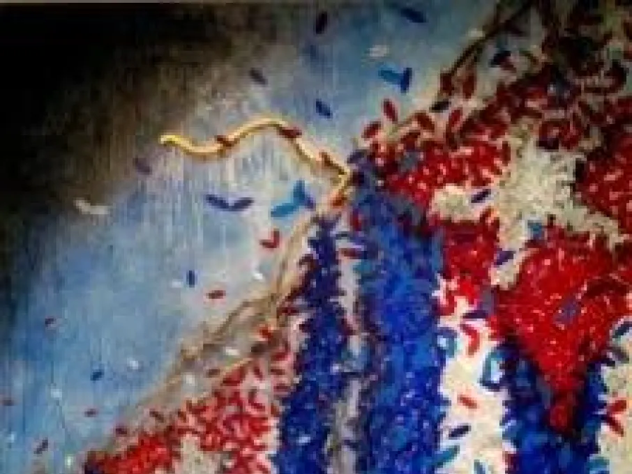 Foto: Obra de la serie Banderas, de Michel Mirabal